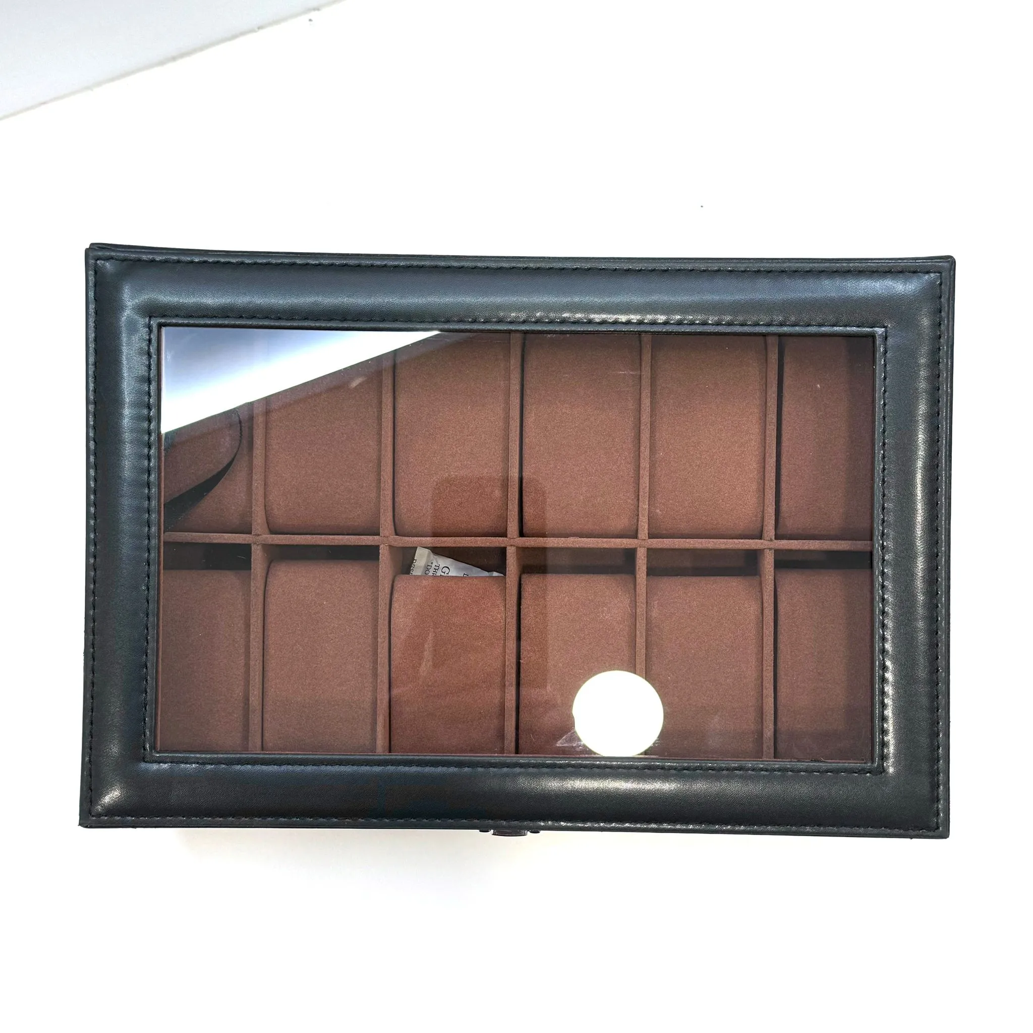 12 Slots Black & Brown Watch Holder