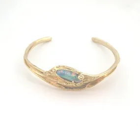 14 Carat Hagit Gorali Yellow Gold Bangle with Opal