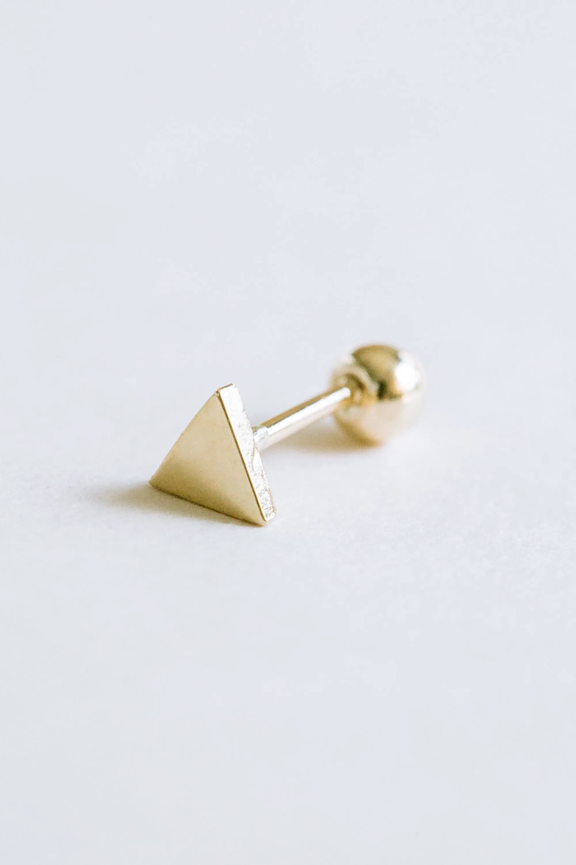 14k Gold Jewelry Triangle Barbell Ear Stud Piercing