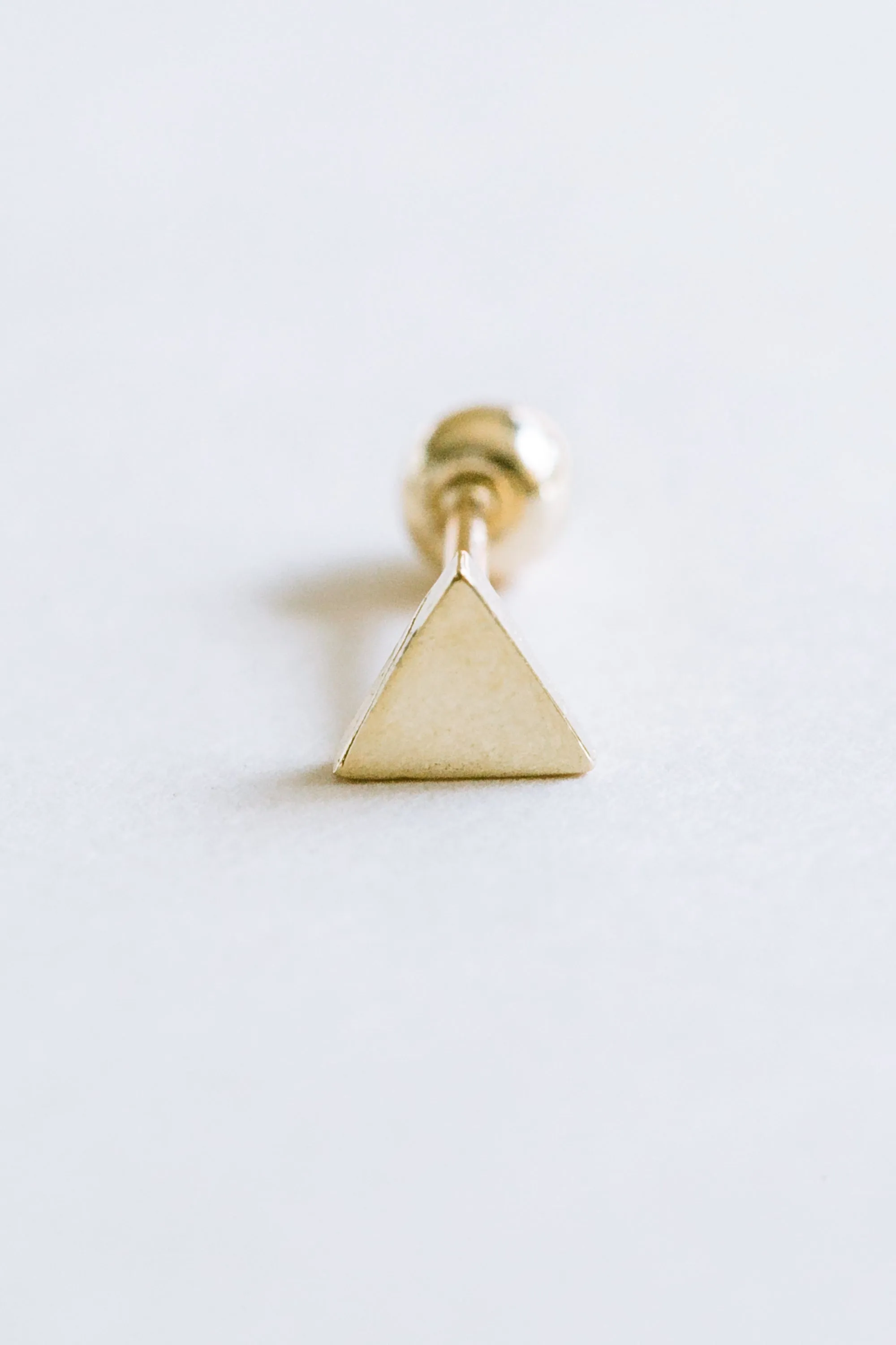 14k Gold Jewelry Triangle Barbell Ear Stud Piercing