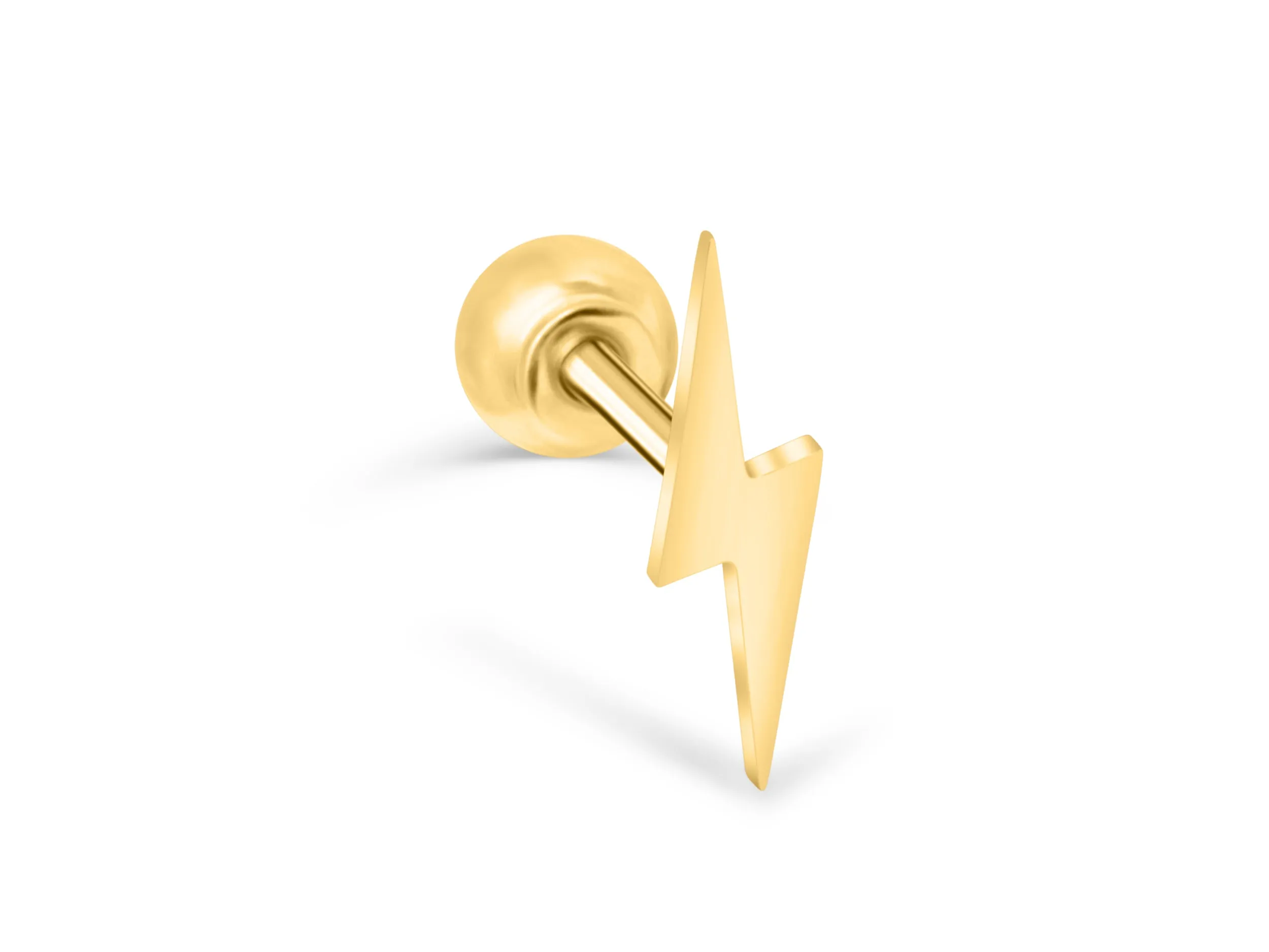 14k Gold Thunder Barbell Ear Stud Piercing