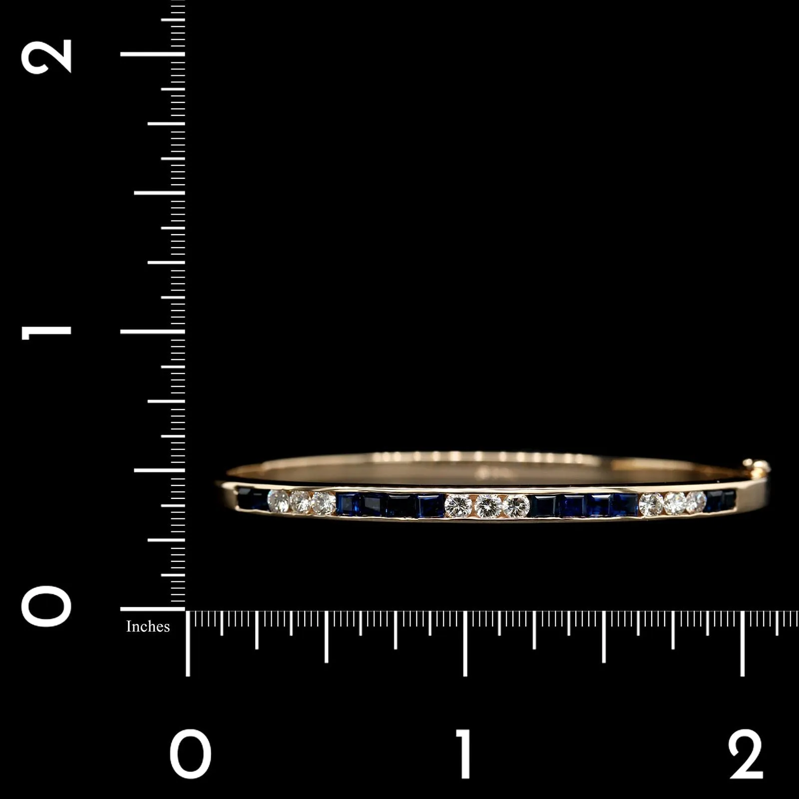 14K Yellow Gold Estate Sapphire and Diamond Bangle Bracelet