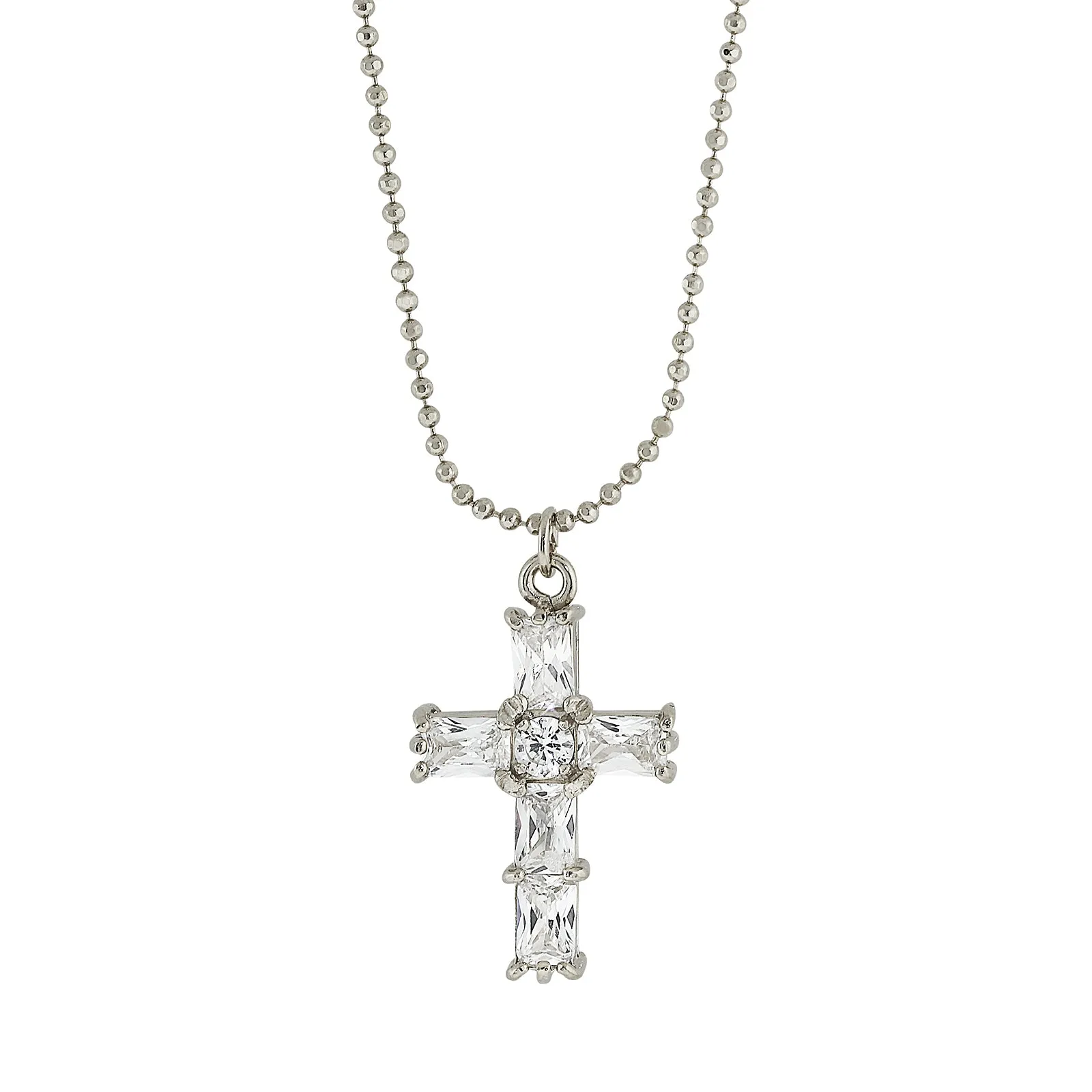 1928 Jewelry Cubic Zirconia Cross Pendant Necklace 18"