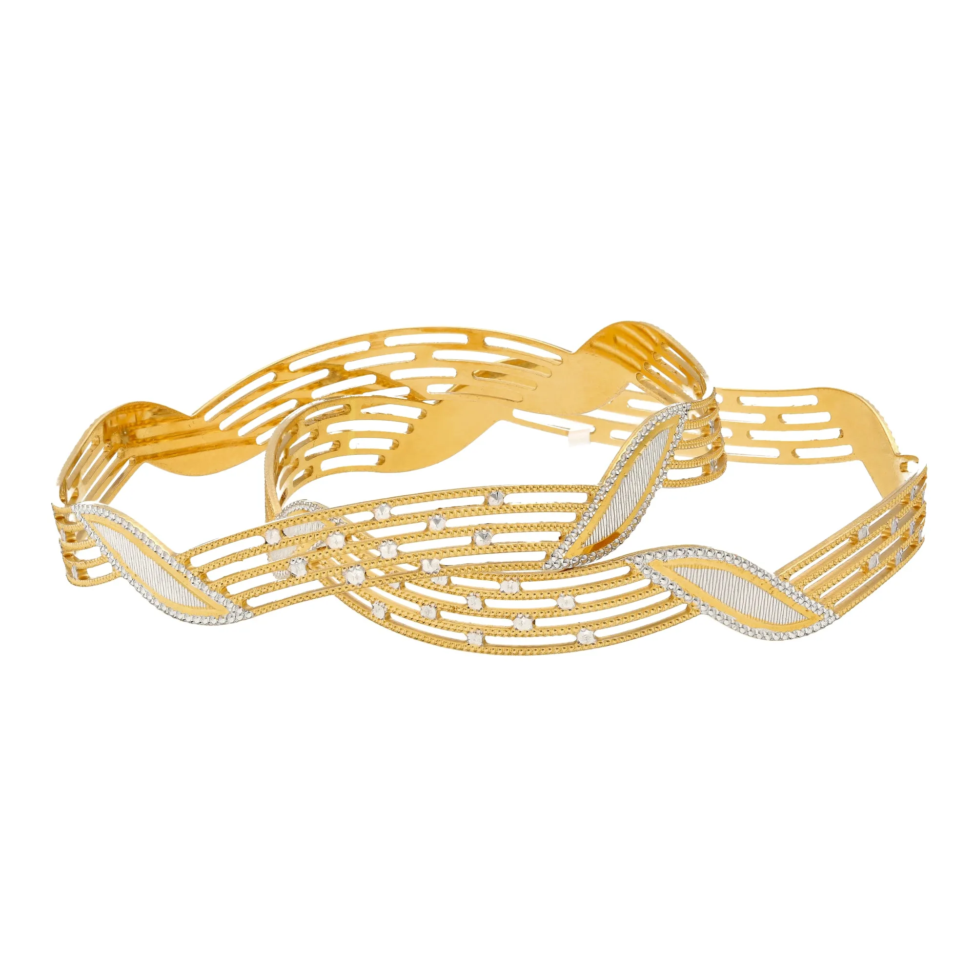 22K Yellow & White Gold Bangle Set of 2 (33.8gm)