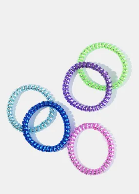 5 Piece Metallic Spiral Hair Ties