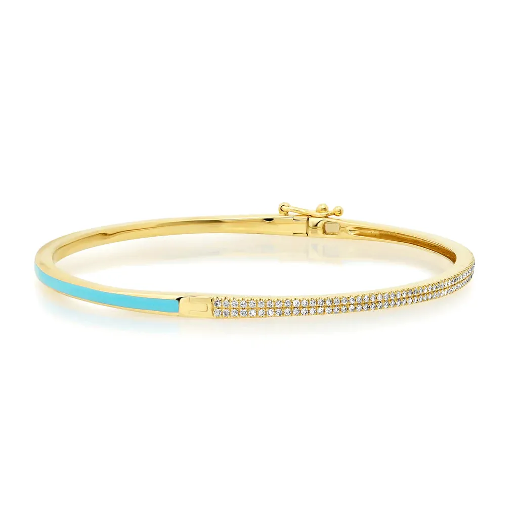 50/50 Diamond & Enamel Cuff Bangle Bracelet