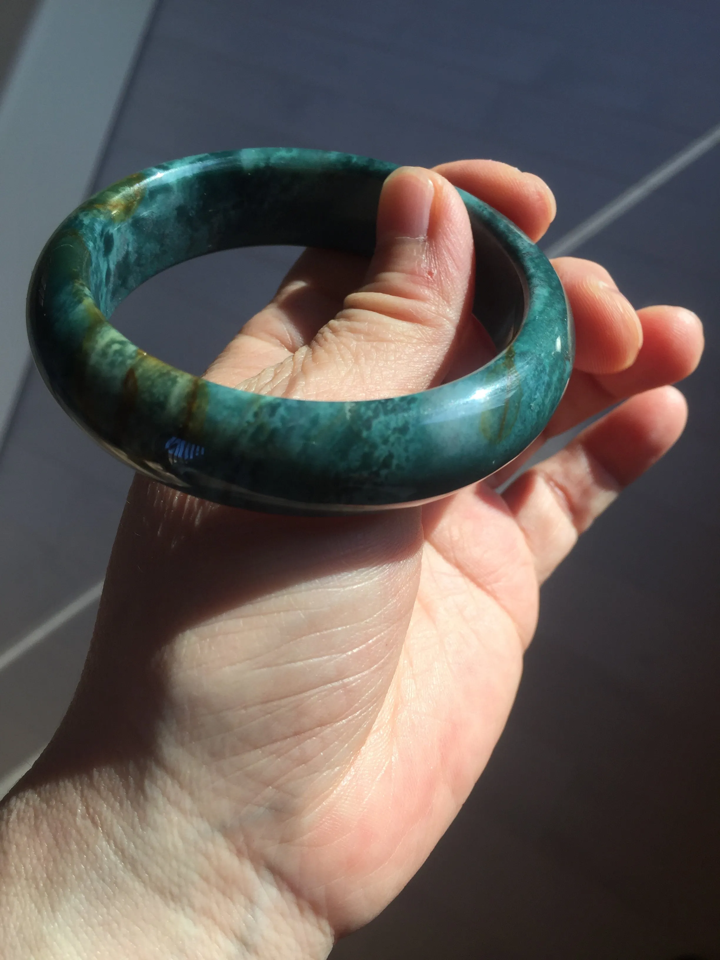 57.6mm 100% natural blue/green/red/yellow ocean jasper bangle SY74