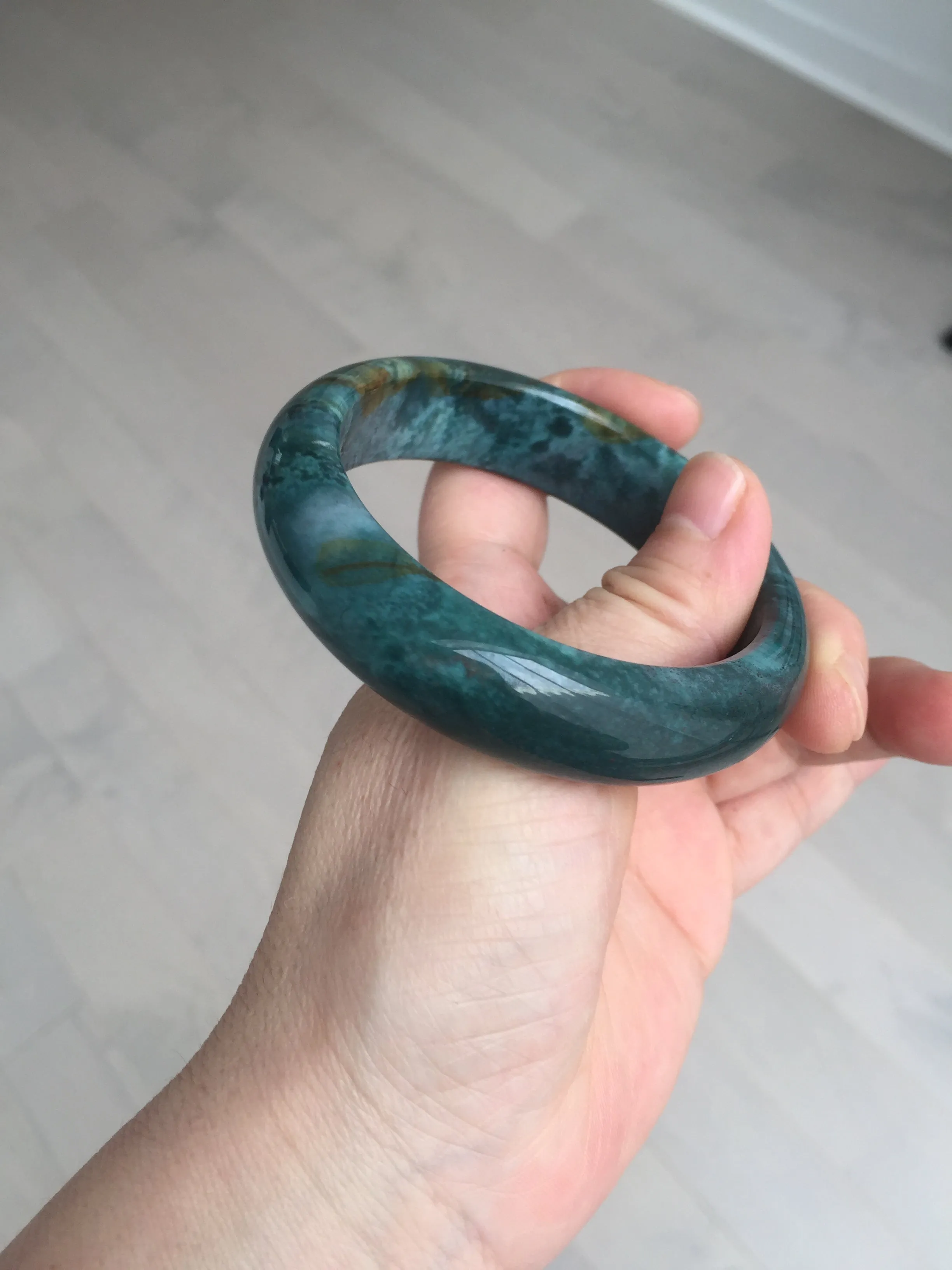 57.6mm 100% natural blue/green/red/yellow ocean jasper bangle SY74