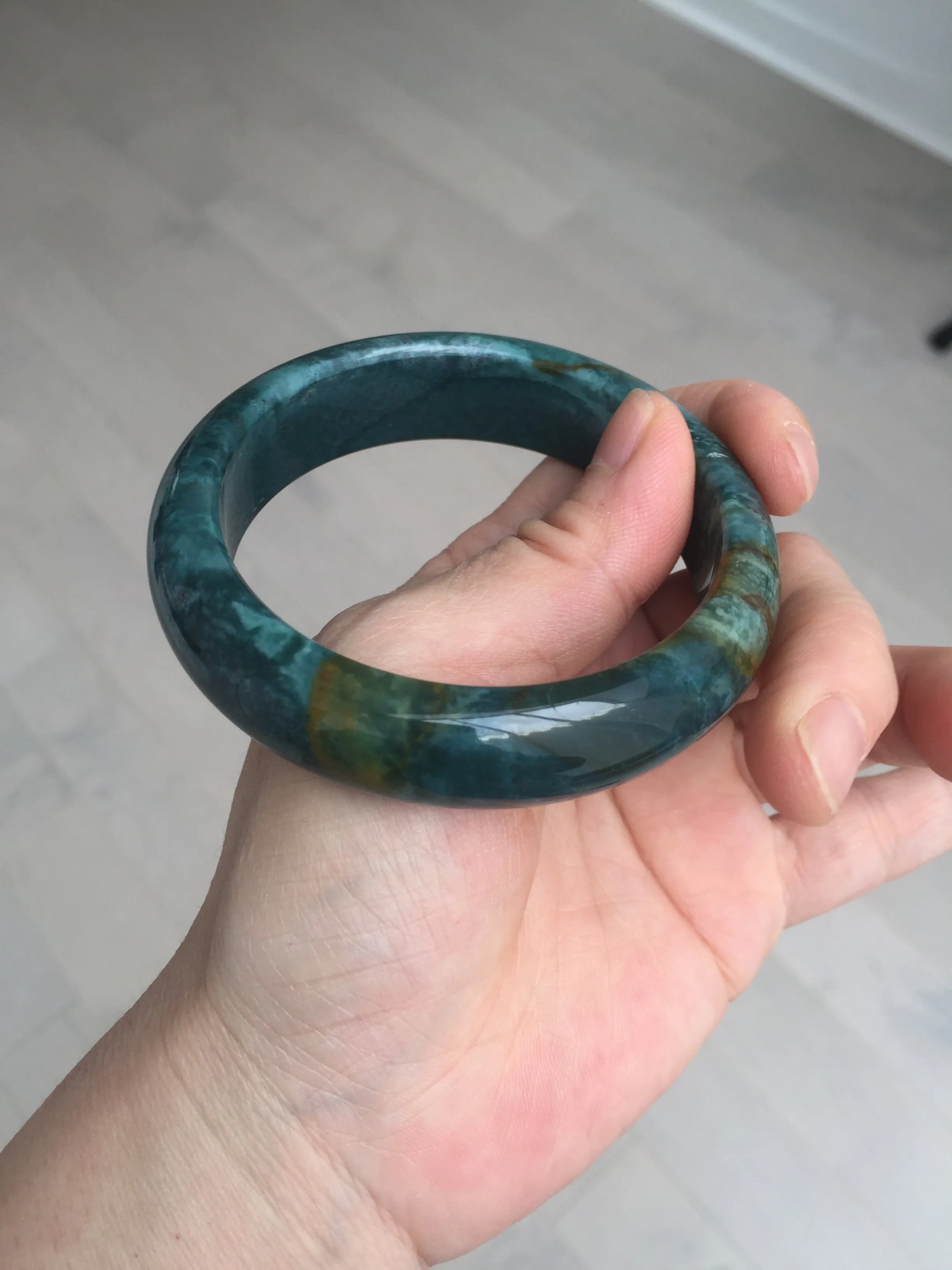 57.6mm 100% natural blue/green/red/yellow ocean jasper bangle SY74