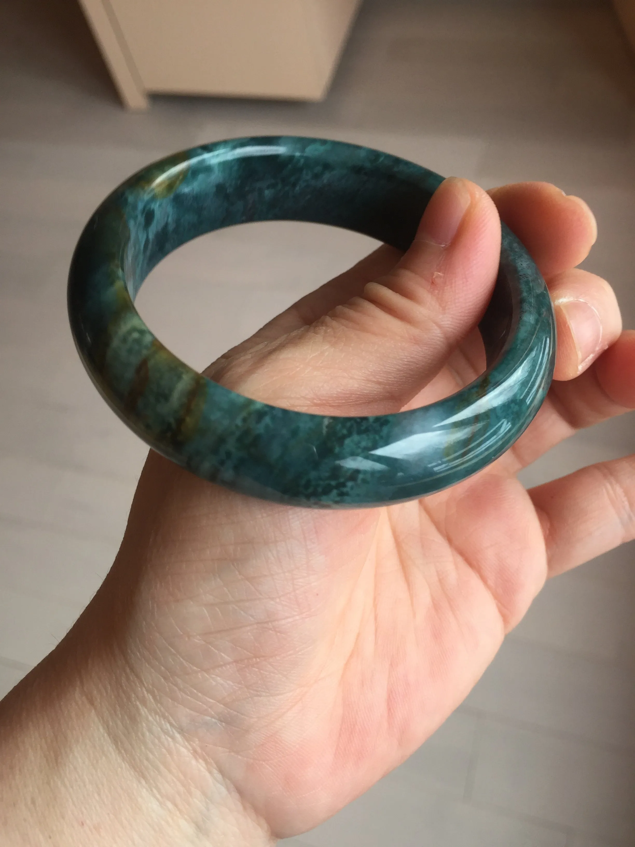 57.6mm 100% natural blue/green/red/yellow ocean jasper bangle SY74