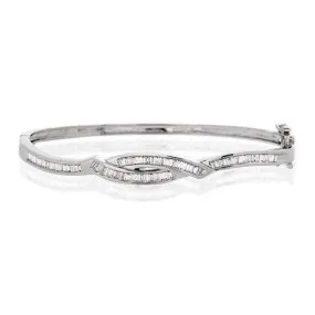 9ct White Gold & Diamonds Bangle - J1058