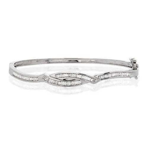 9ct White Gold & Diamonds Bangle - J1058