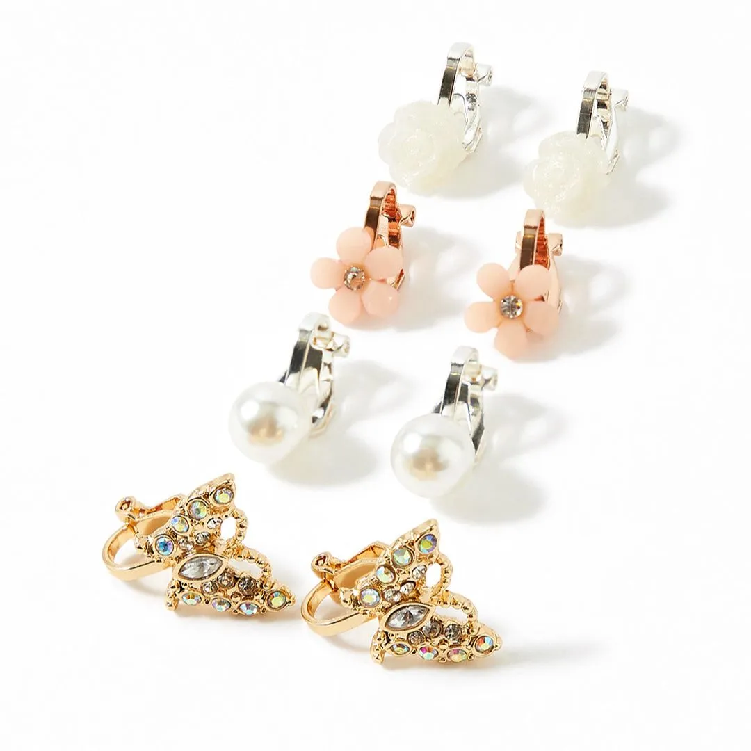 Accessorize London Girl's Pretty Clip On Earring Set