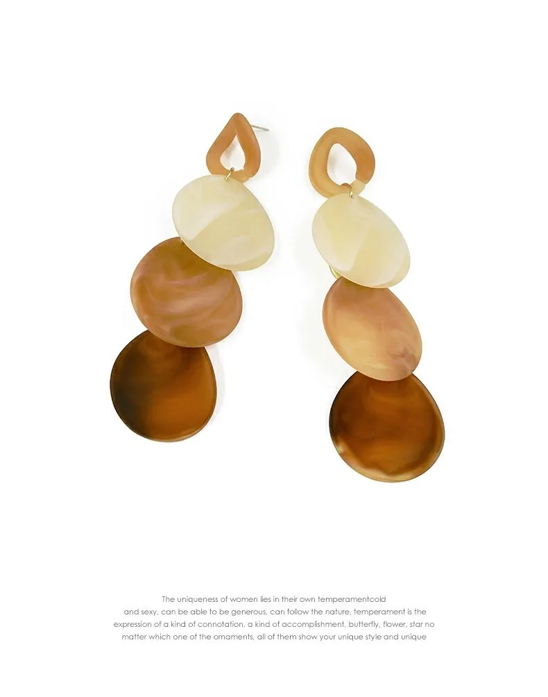 Acrylic Disc Drop Statement Earrings