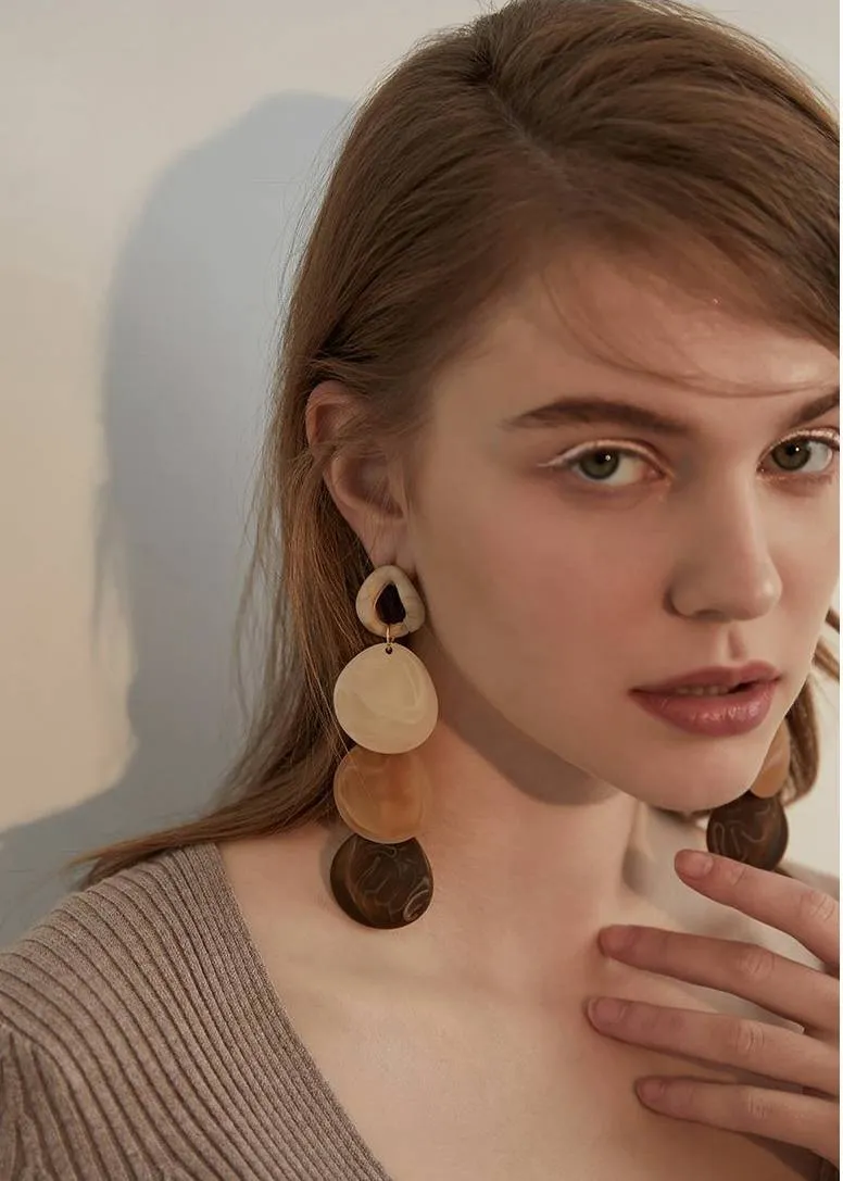 Acrylic Disc Drop Statement Earrings