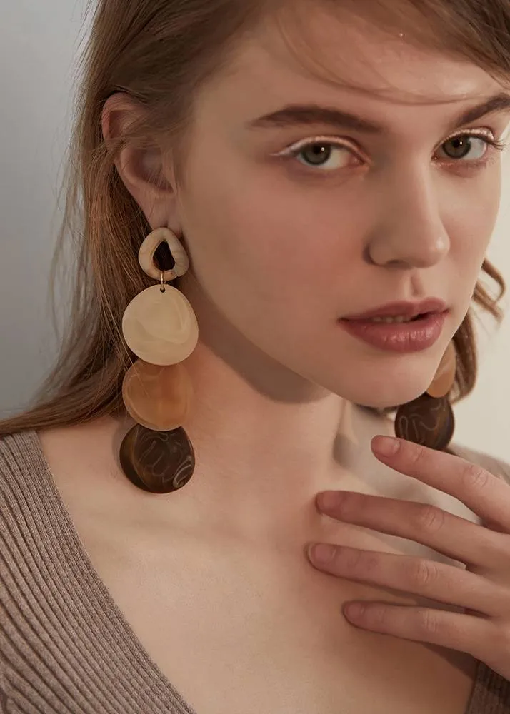 Acrylic Disc Drop Statement Earrings