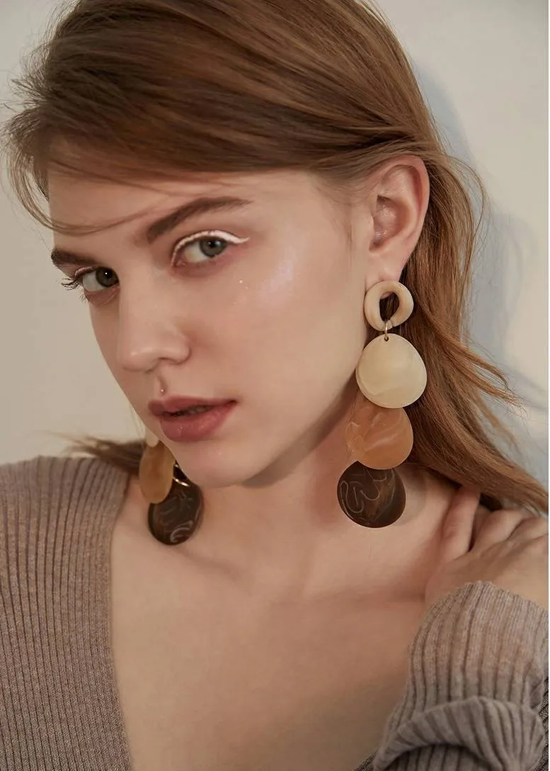 Acrylic Disc Drop Statement Earrings