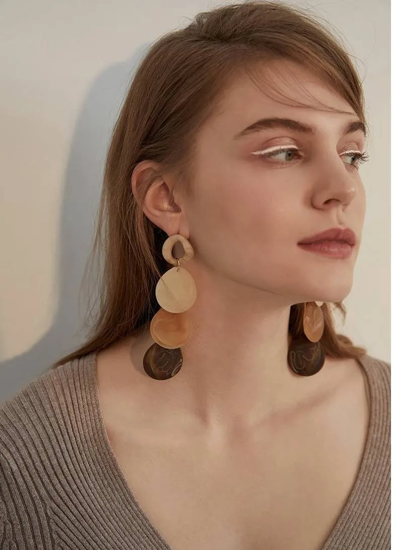 Acrylic Disc Drop Statement Earrings