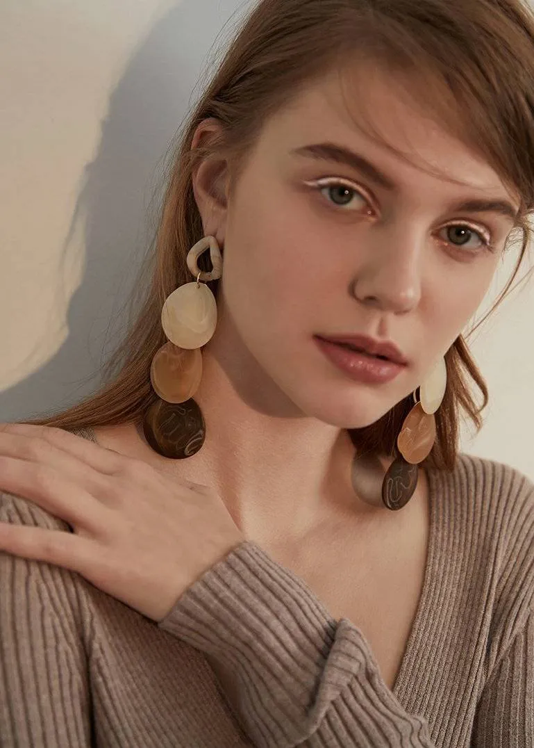 Acrylic Disc Drop Statement Earrings