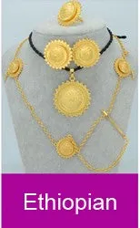 African Ethiopian Gold Jewellery sets Pendant Necklaces Earrings Bangle Ring