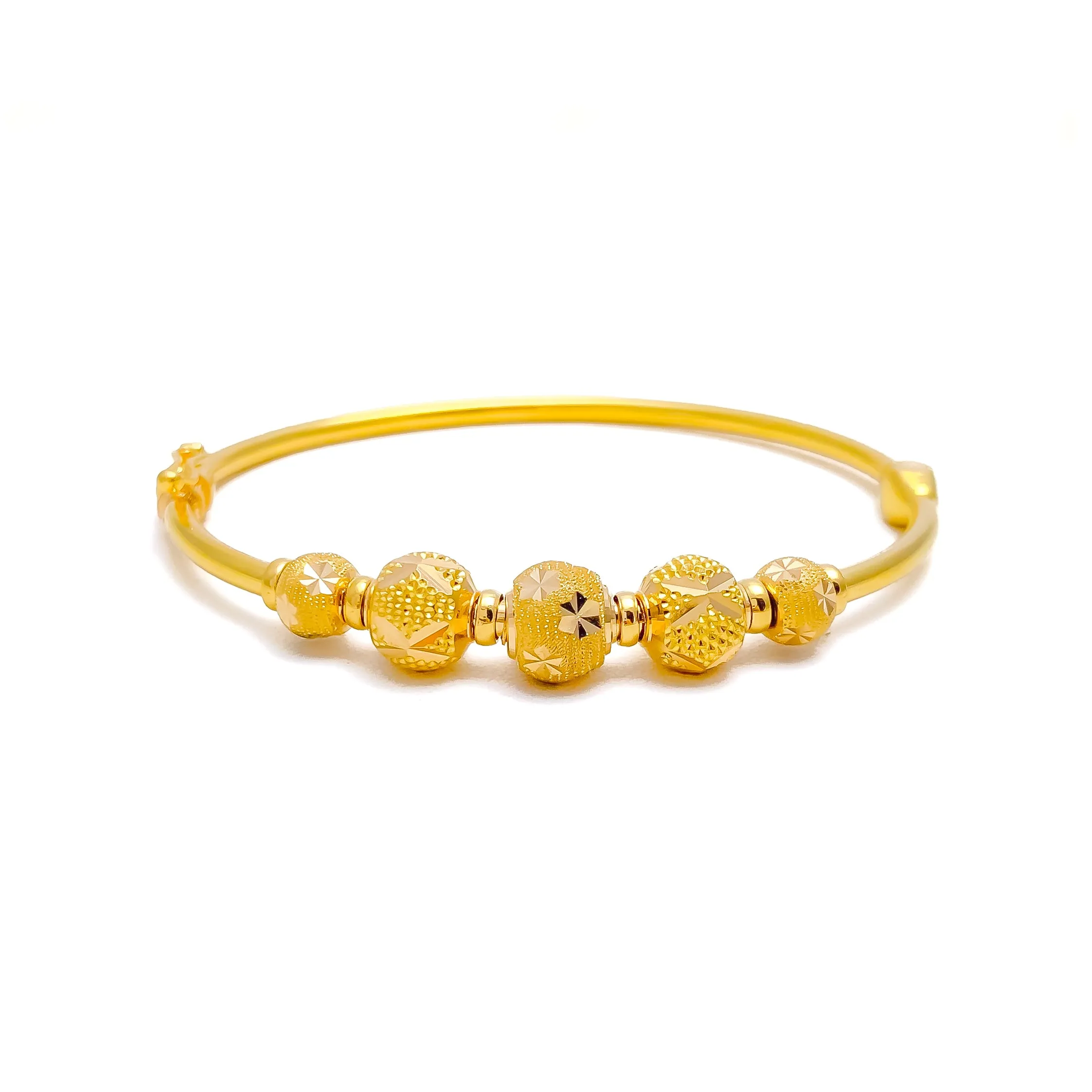 Alternating Floral 22k Gold Bangle Bracelet