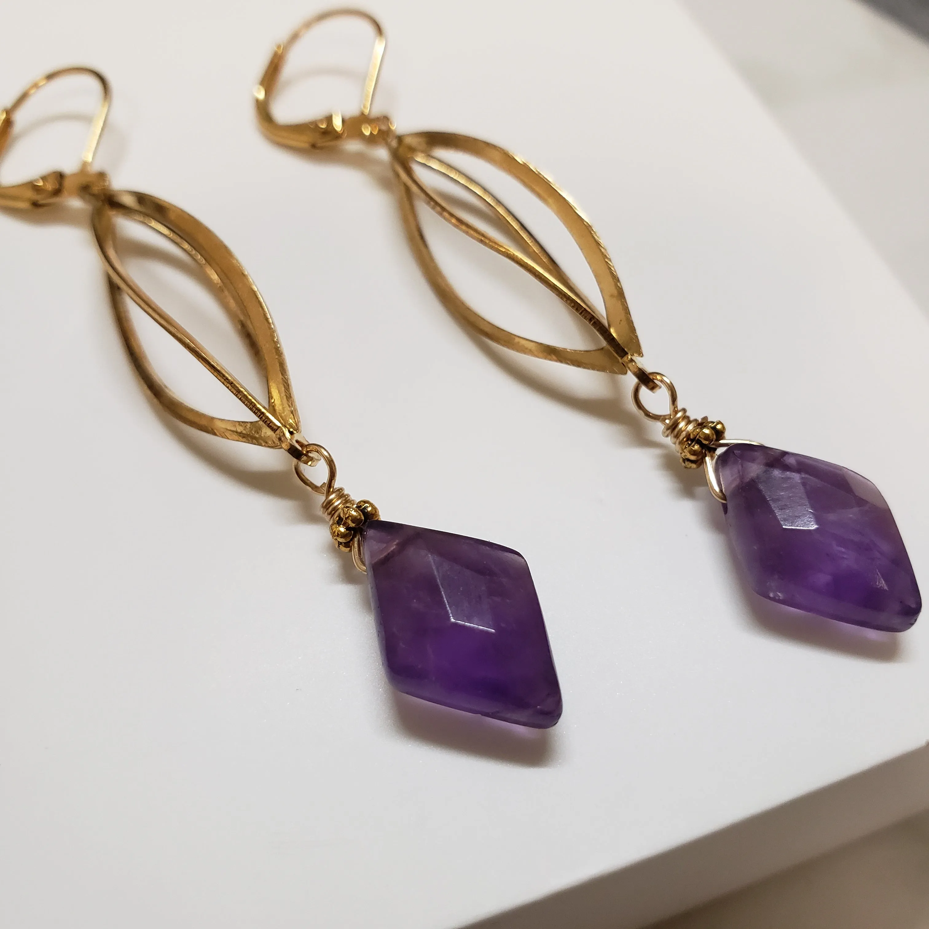 Amethyst Spiral Cage drop earrings