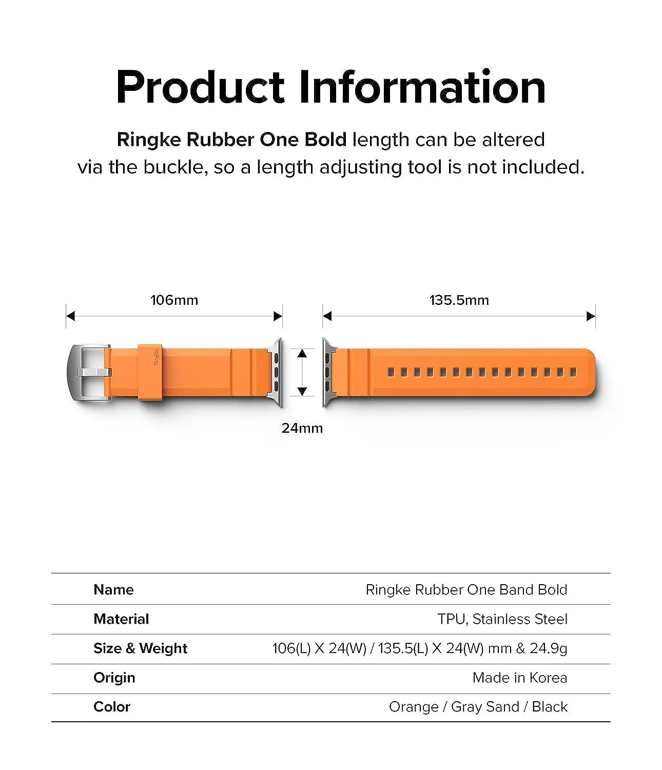 Apple Watch Ultra 49mm 8/7 45mm SE 44mm Rubber One Bold | Watch Band - Orange