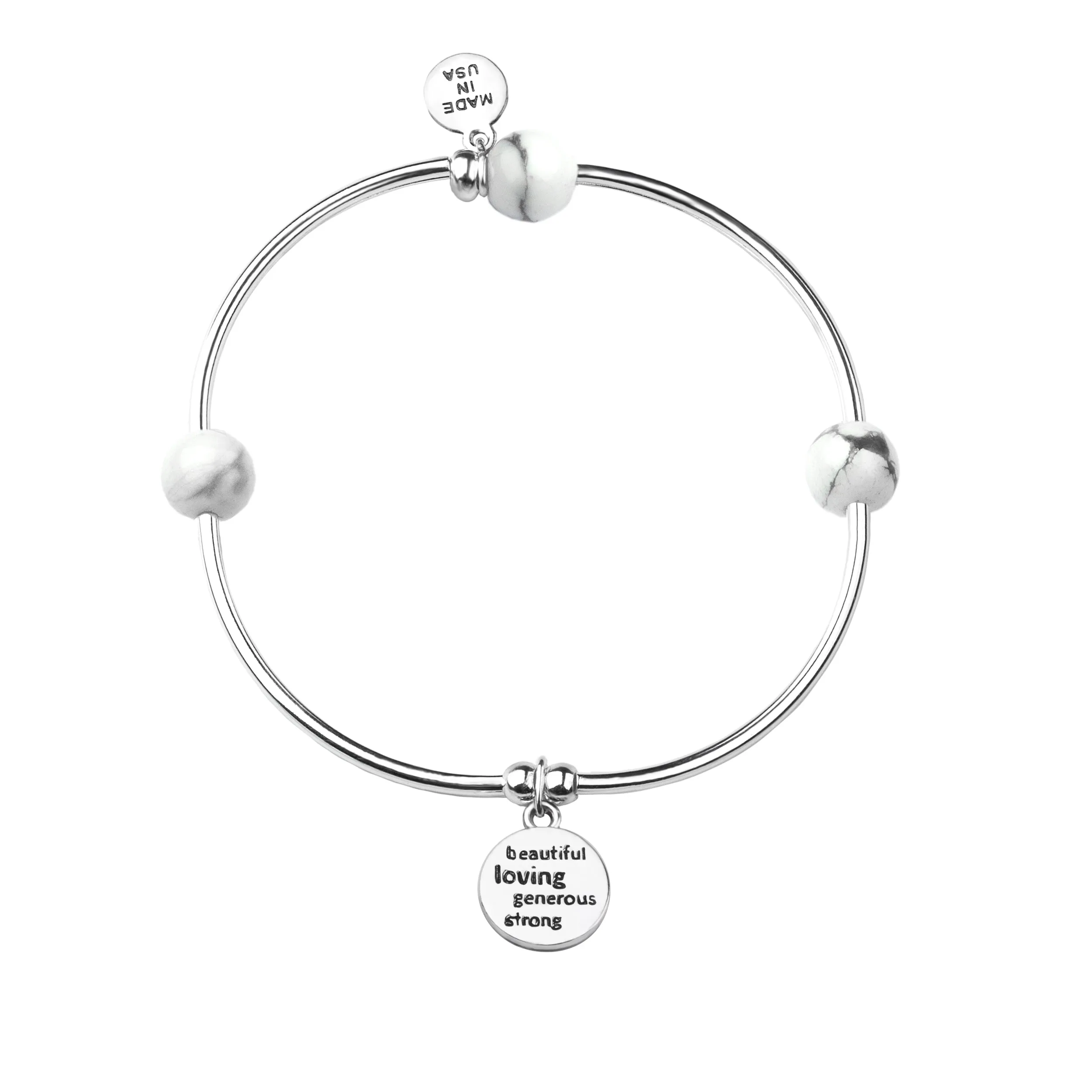 Aunt | Soft Bangle Charm Bracelet | Rose Quartz