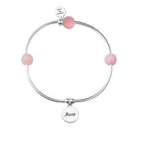 Aunt | Soft Bangle Charm Bracelet | Rose Quartz