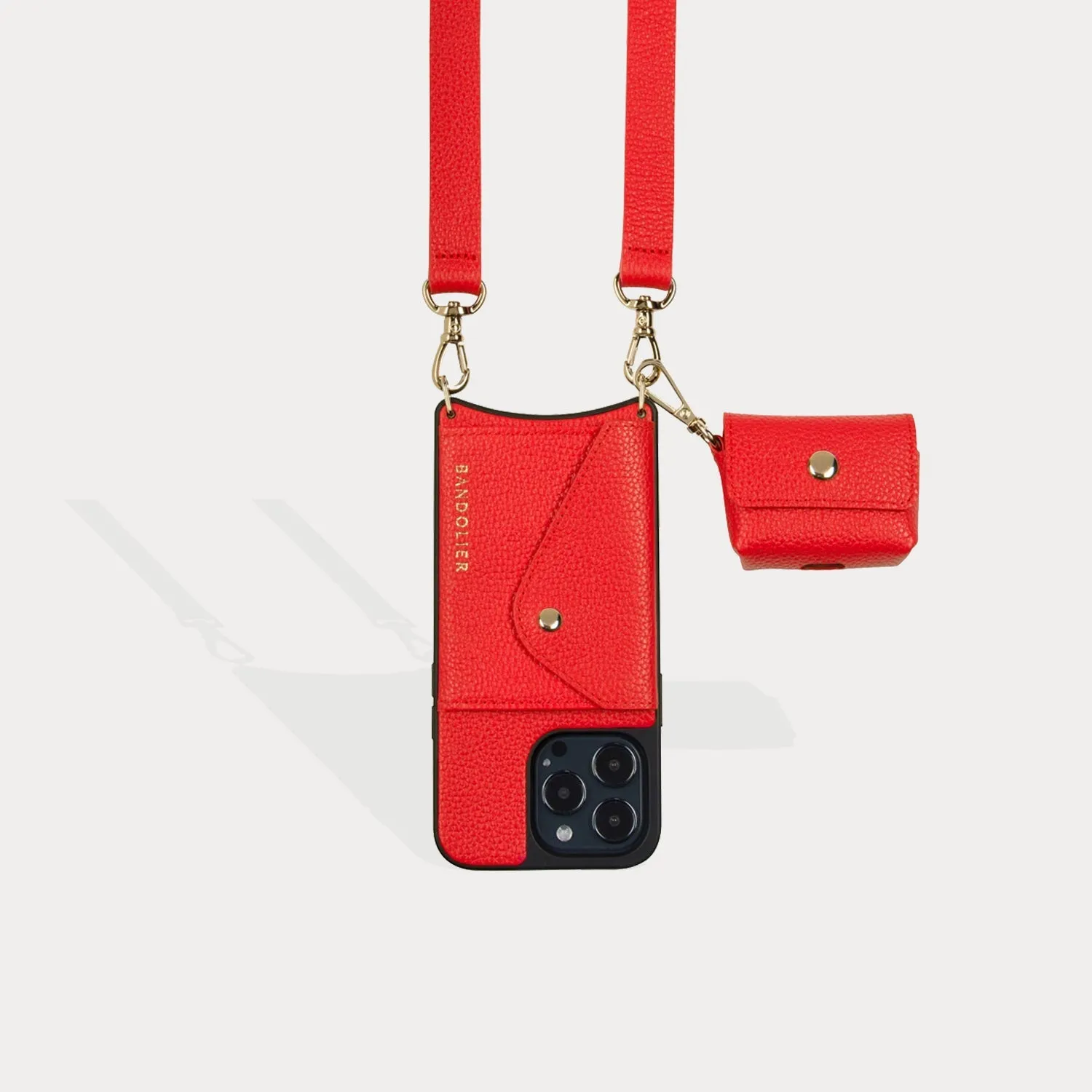 Avery AirPods Clip-On Pouch - Poppy Red/Gold