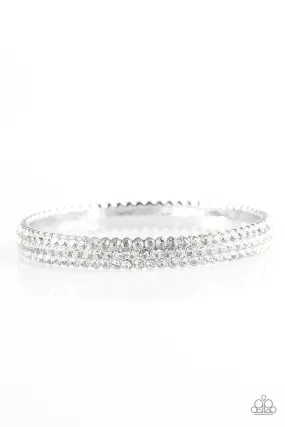 Ballroom Bling White Rhinestone Bangle Bracelet - Paparazzi Accessories