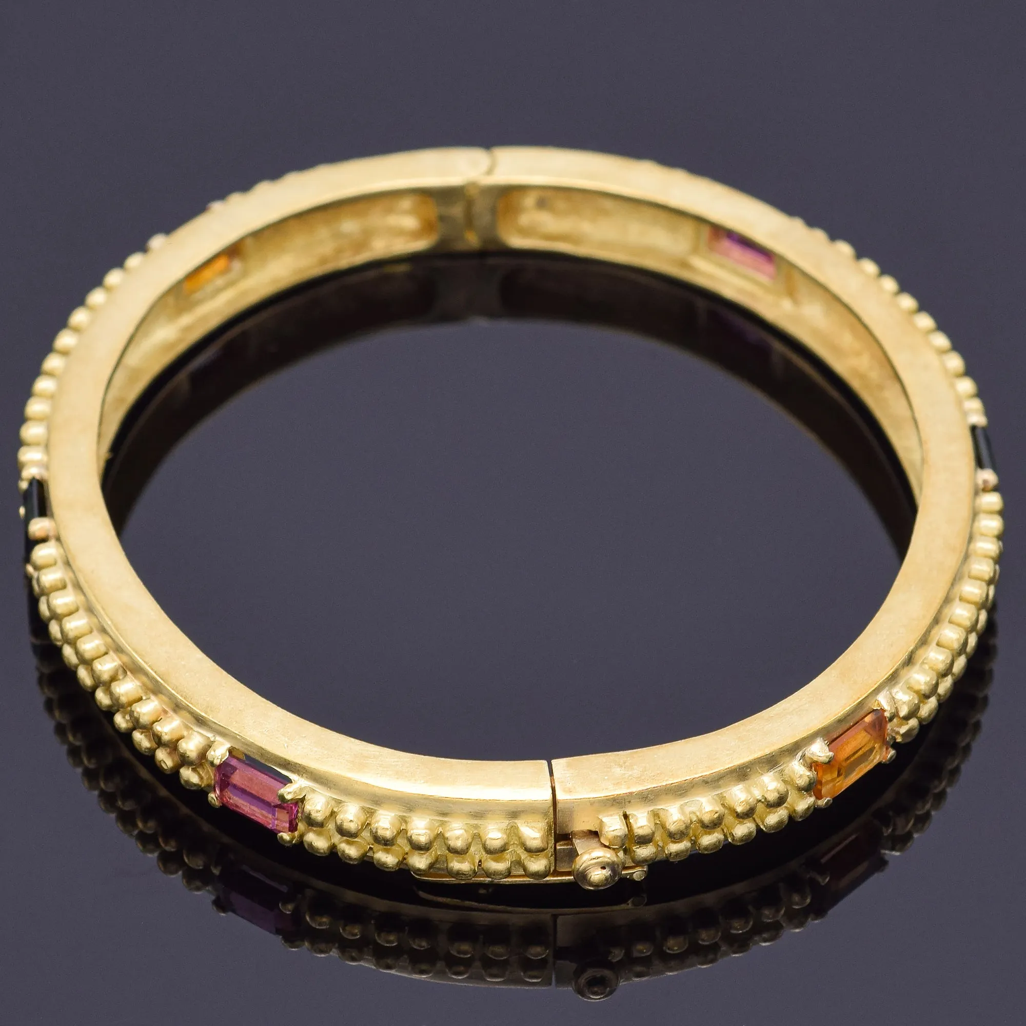 Barry Kieselstein-Cord 18K Yellow Gold Multi-Stone Hinged Bangle Bracelet