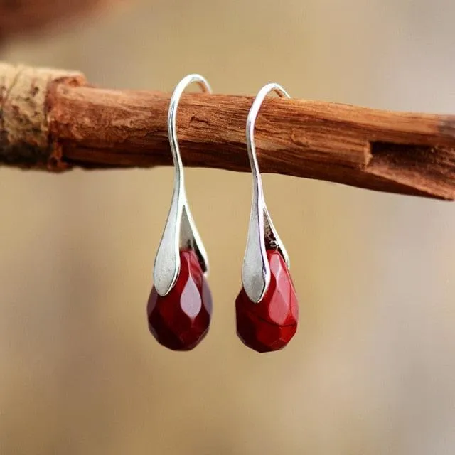 Baygur Red Jasper Drop Earrings