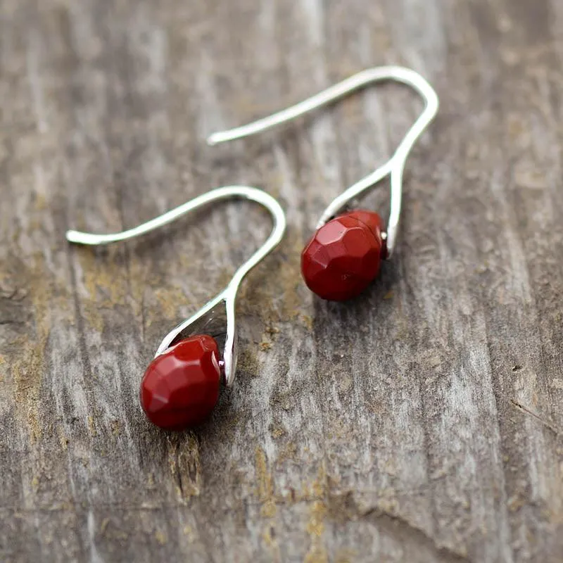 Baygur Red Jasper Drop Earrings