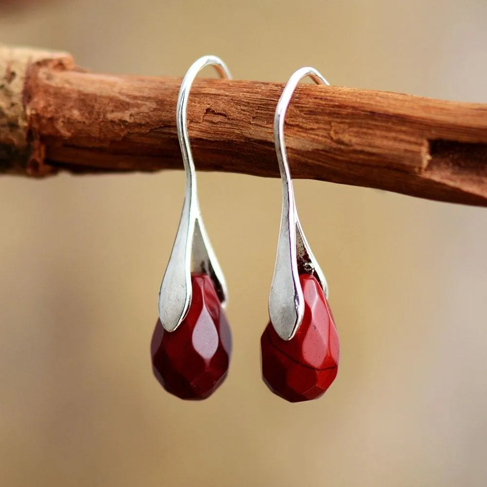 Baygur Red Jasper Drop Earrings