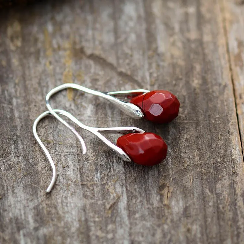 Baygur Red Jasper Drop Earrings