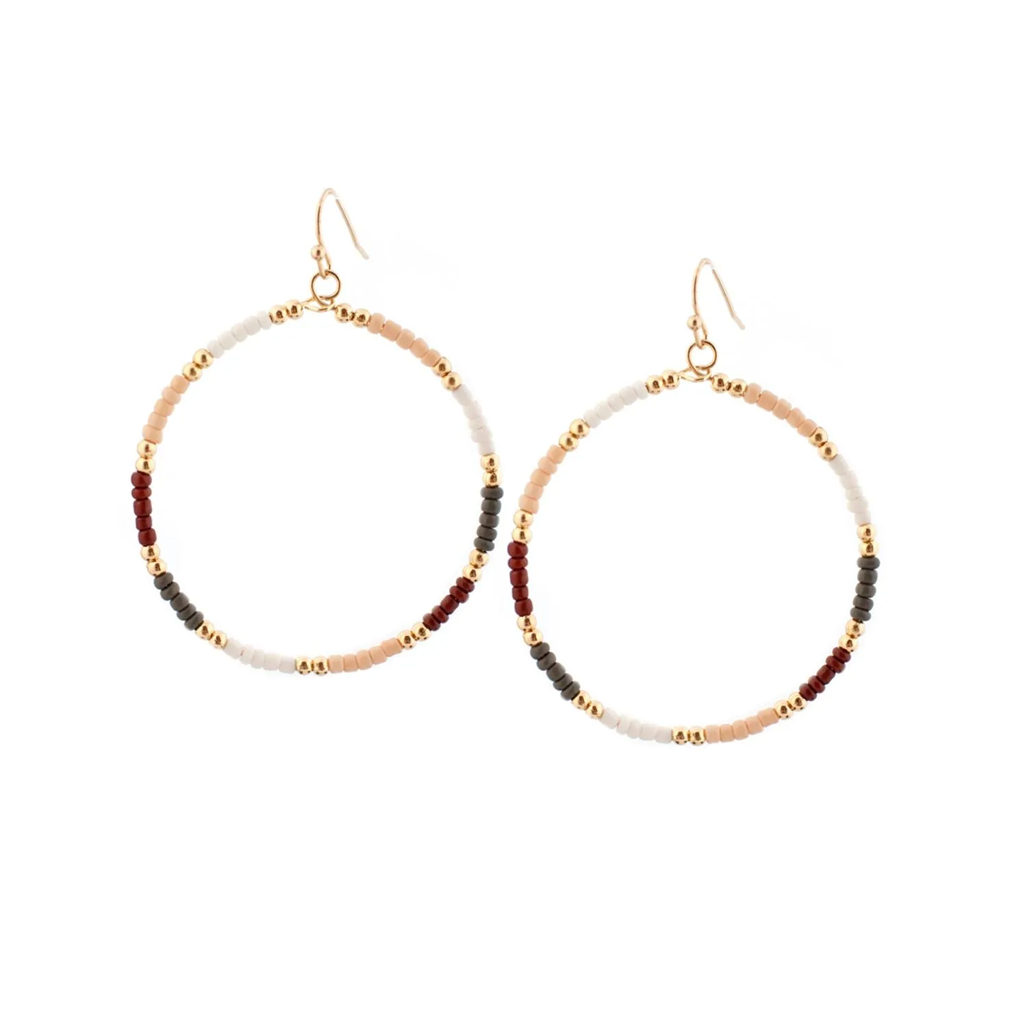 Beaded Open Circle Drop Earring