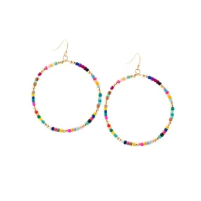 Beaded Open Circle Drop Earring