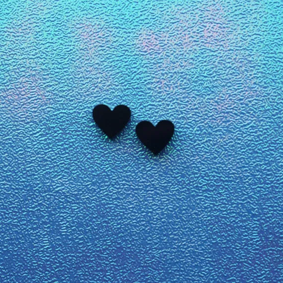 Black Heart Emoji Ear Studs - acrylic