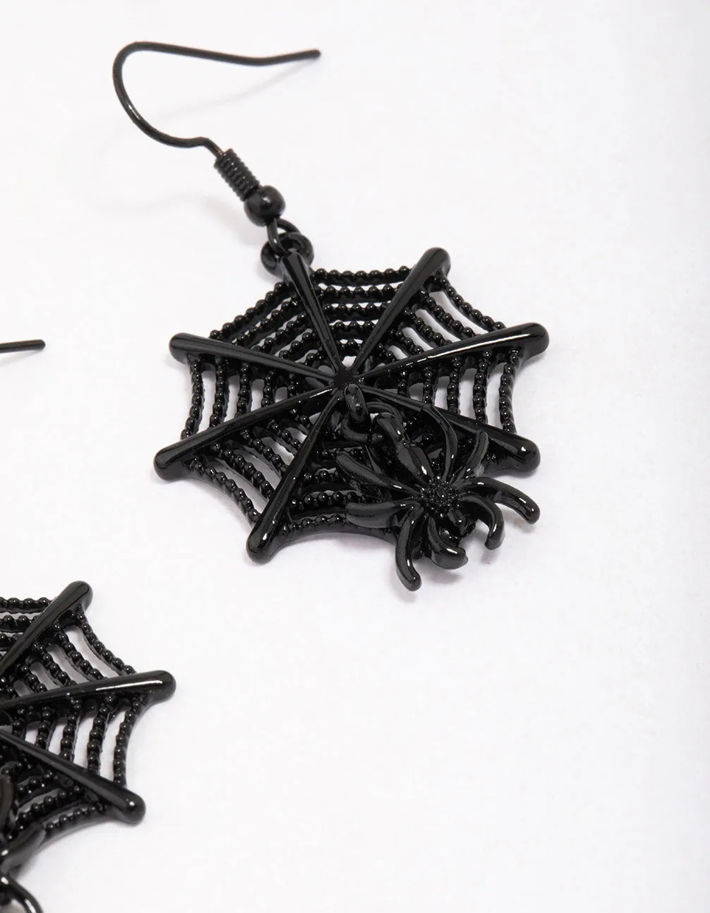 Black Spider Web Drop Earrings