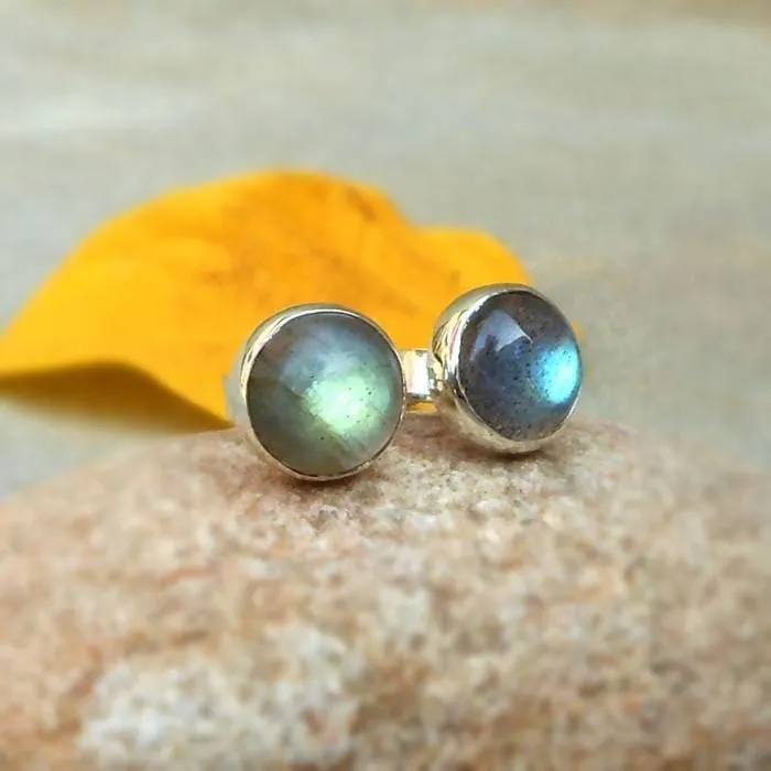 Blue Labradorite stud earrings in 925 silver Labradorite Gemstone stud earring Boho Studs Modern Minimalist Jewelry womens gift jewelry