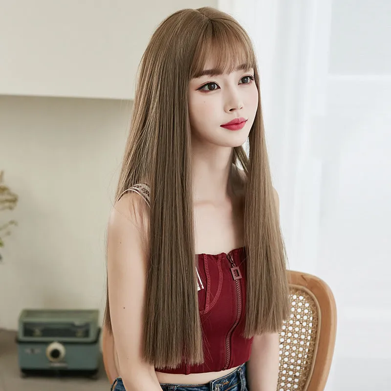 Brown long straight hair wig  KF81385