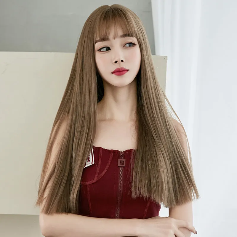 Brown long straight hair wig  KF81385