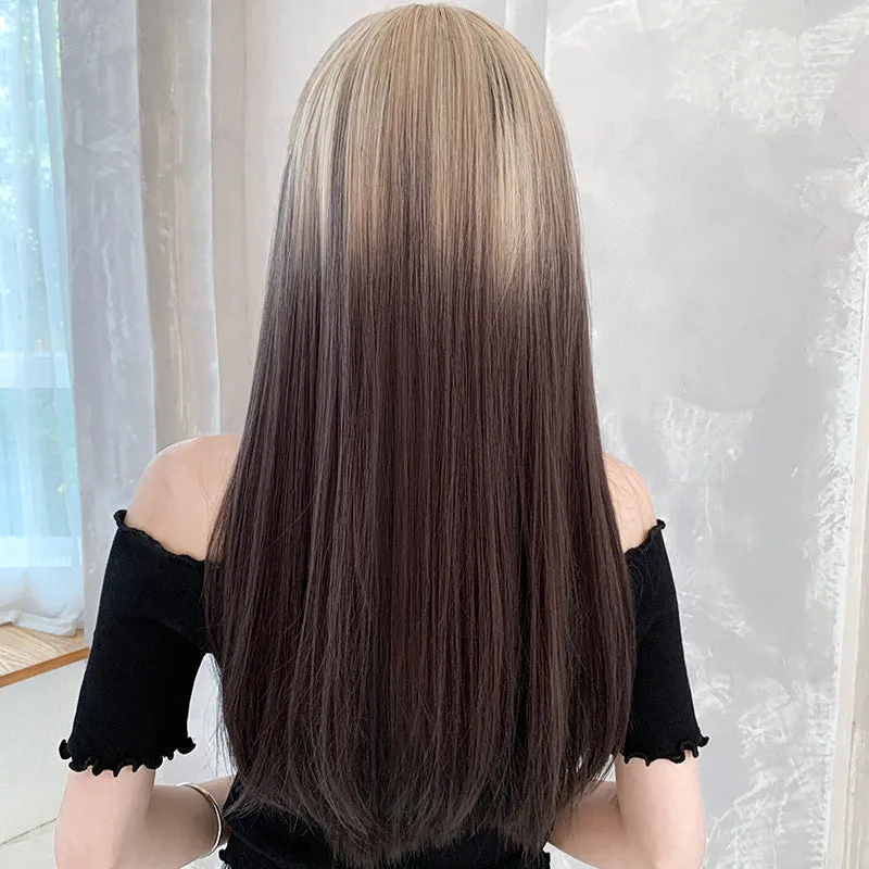 Brown long straight hair wig  KF82520