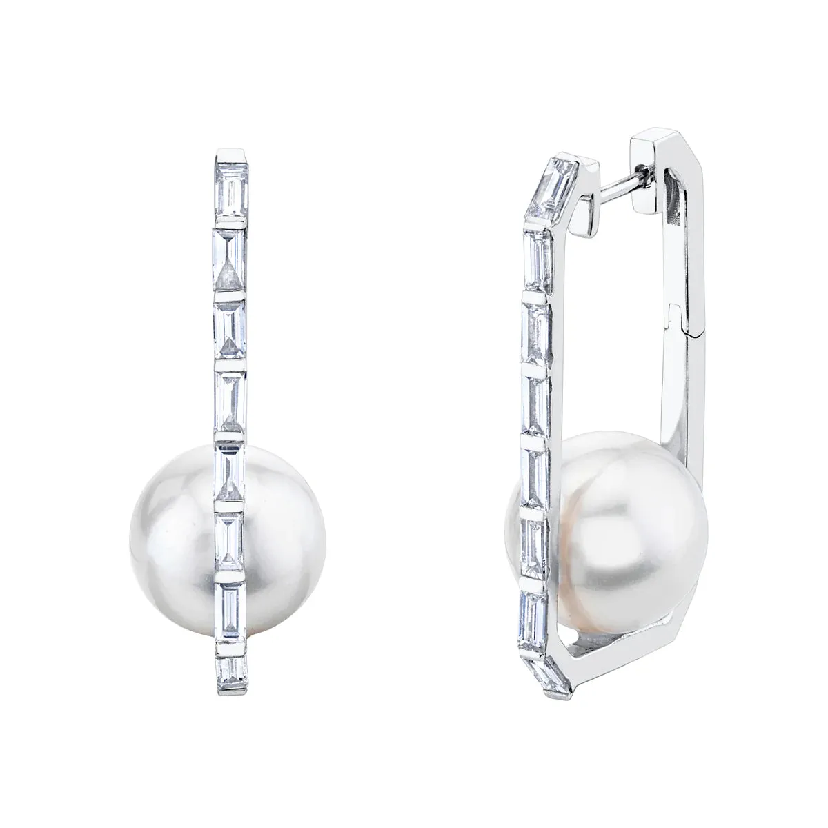 Caged Pearl & Diamond Drop Earrings