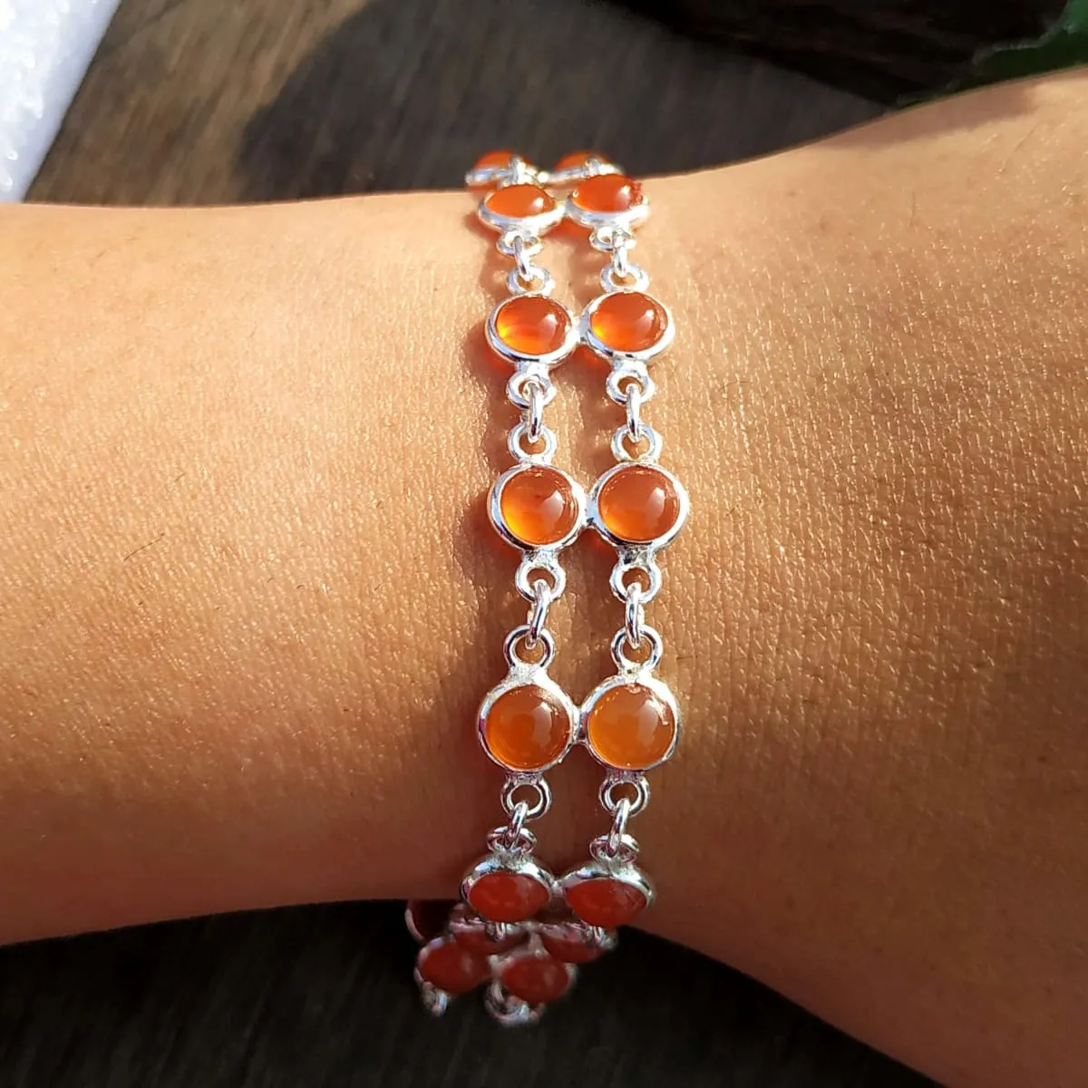 Carnelian Charm Bracelet, Sterling Silver Bracelet,Handmade Jewelry, Statement Bracelet, Vintage Bracelet, Bezel Bracelet, Carnelian Jewelry