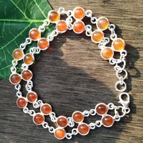 Carnelian Charm Bracelet, Sterling Silver Bracelet,Handmade Jewelry, Statement Bracelet, Vintage Bracelet, Bezel Bracelet, Carnelian Jewelry