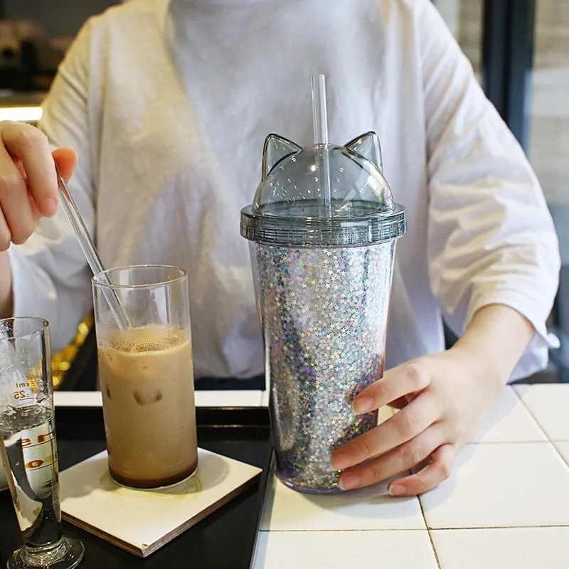 Cat Ear Glitter Tumbler