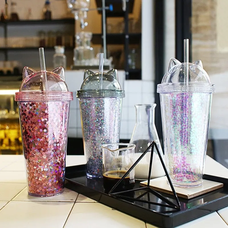 Cat Ear Glitter Tumbler