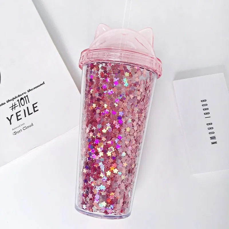 Cat Ear Glitter Tumbler